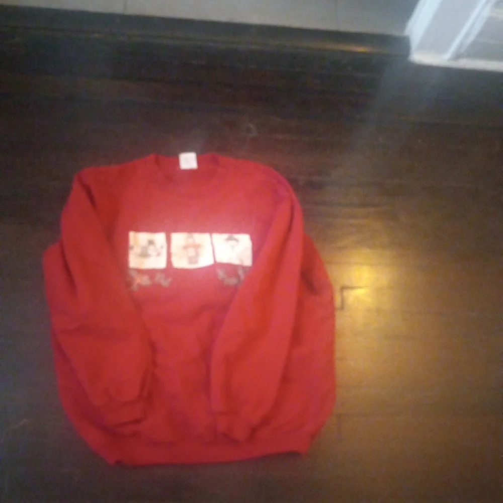 Maze Mens Sweatshirt Burgundy Color Size XL Snowman Graphic Print Vintage Cozy